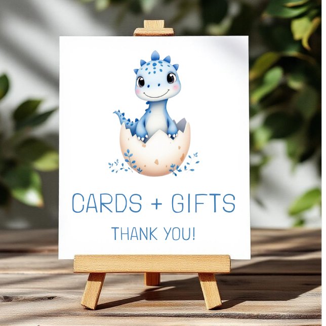 Poster Blue Dinosaur Cards and Gifts Baby Shower Sign (Créateur téléchargé)