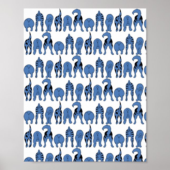 Poster Blue Dog Butts Pattern (Devant)