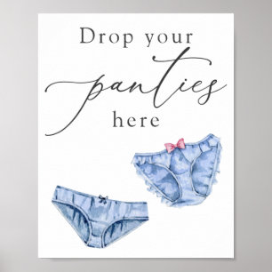 Poster Blue Drop Your Panties Here Lingerie Shower Sign