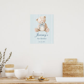 Poster Blue Elegant Teddy Bear Sticker
