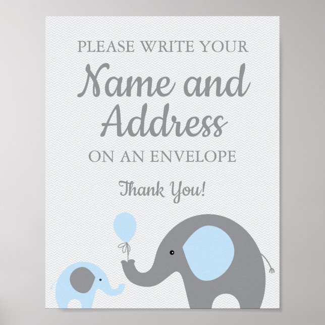 Poster Blue Elephant Écrivez votre nom Adresse sur l'enve (Devant)