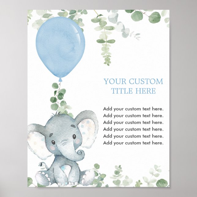 Poster Blue éléphant vert sur mesure faire votre propre s (Devant)