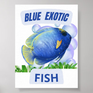 Poster Blue Exotic Fish – Hypnotic Ocean Glow Wall Art