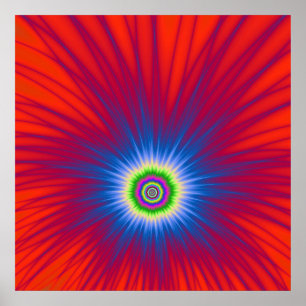 Poster Blue Explosion auf Rot