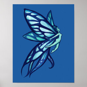 Poster Blue Fairy Wings Féeries Art