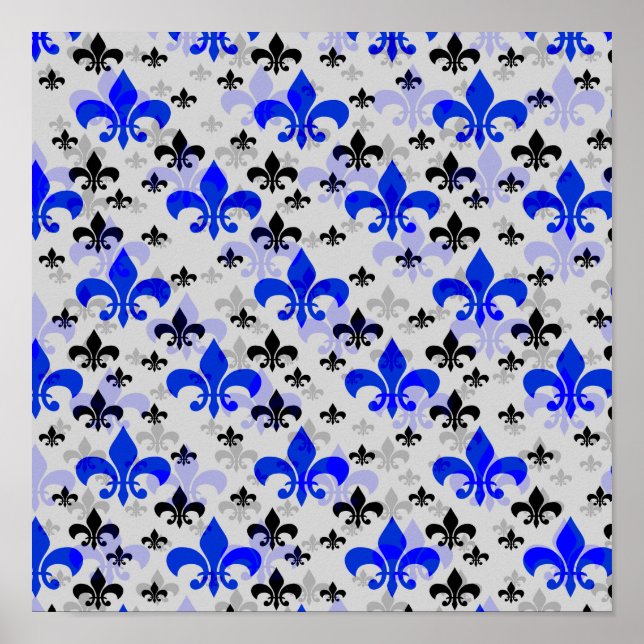 Poster Blue Fleur De Lis Surface Design Motif Télécharger (Devant)