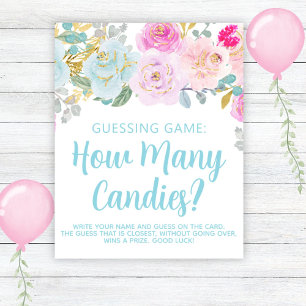 Poster Blue Floral Boy Baby shower Guessy Jeu