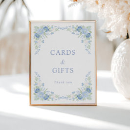 Poster Blue Floral Bridal Tea Party Welcome