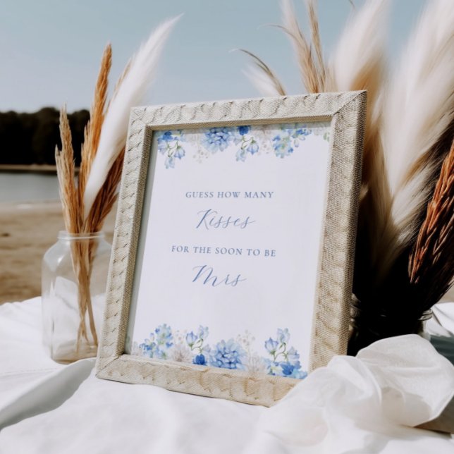 Poster Blue Floral Fête des mariées Baisers jeu (Créateur téléchargé)