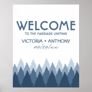 Poster Blue Forest Range Woodland Mariage Bienvenue