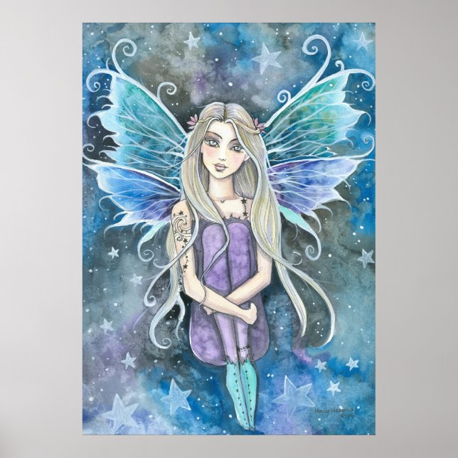 Poster Blue Galaxy Fairy Art de Molly Harrison (Devant)