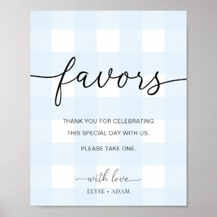 Poster Blue Gingham Favors Sign