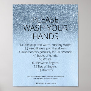 Poster Blue Glam Covid Health Safety Parties scintillant 