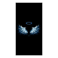Blue Glowing Angel Wings on black background