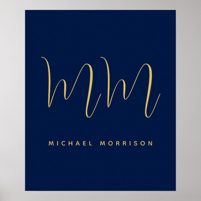 Poster Blue Gold Colours Professionnel Lettres initiales  (Devant)