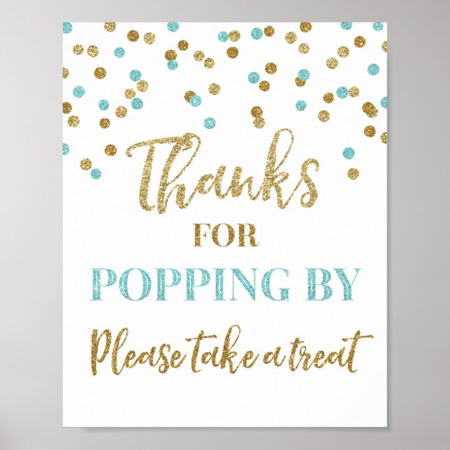 Poster Blue Gold Confetti Merci pour Popup By Sign (Devant)