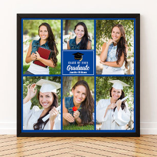 Poster Blue Graduate Photo Collage Carré de graduation