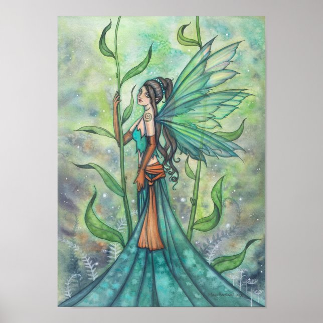 Poster Blue Green Garden Fairy Art de Molly Harrison (Devant)