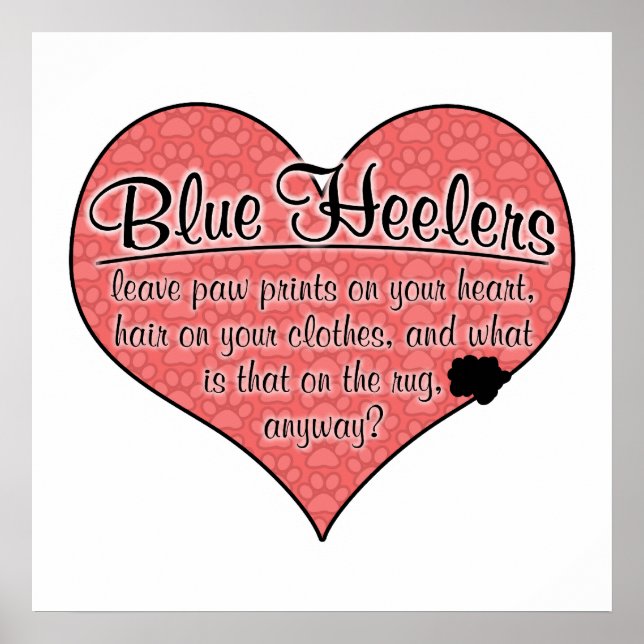 Poster Blue Heeler Empreintes de pattes Chien Humour (Devant)