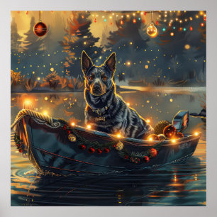 Poster Blue Heeler Noël Festive Voyage