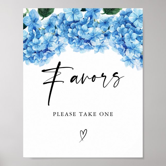Poster Blue Hydrangea Floral Douche nuptiale Favore (Devant)