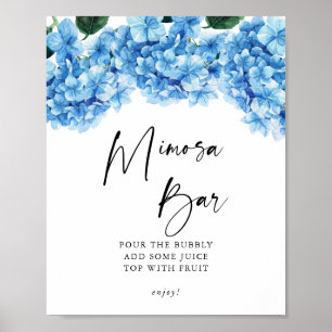 Poster Blue Hydrangea Floral Fête des mariées Mimosa Bar