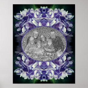 Poster Blue Hydrangea Petals Frame Ajouter Votre Photo