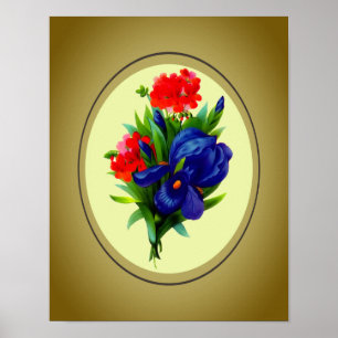Poster Blue Iris Bouquet Floral Art