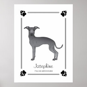 Poster Blue Italian Greyhound Avec Patrouilles Et Texte P