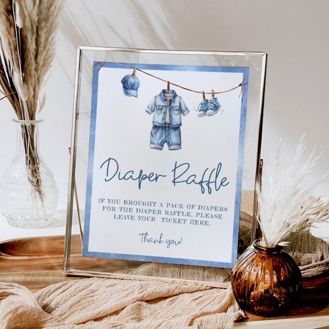 Poster Blue Jean Baby Baby shower Déchets Raffle (Créateur téléchargé)