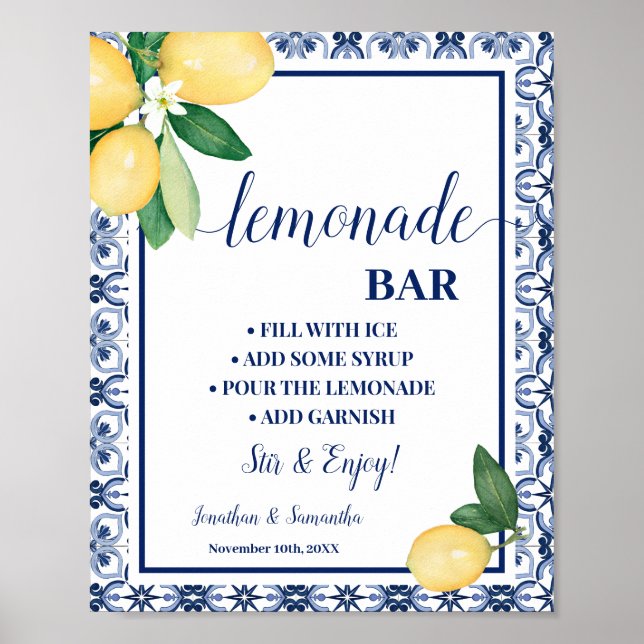 Poster Blue Lemons Mediterranean Lemonade Bar  (Devant)