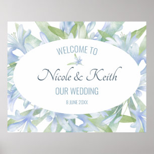 Poster Blue Lilies Mariage aquarelle