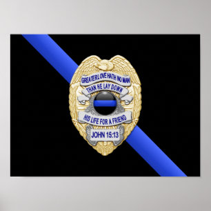 Poster Blue Line mince diminuent et Badge