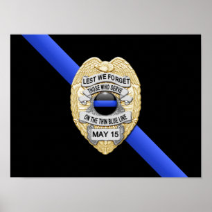 Poster Blue Line mince diminuent et Badge
