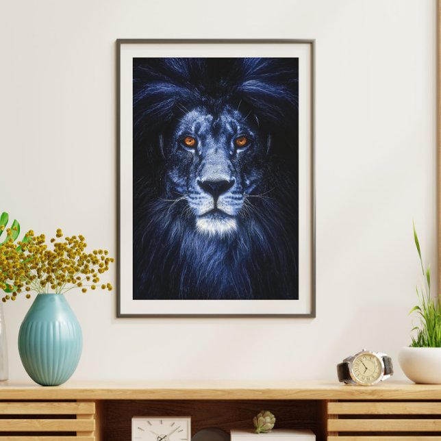 Poster Blue Lion Animal Portrait Mur Art (Créateur téléchargé)