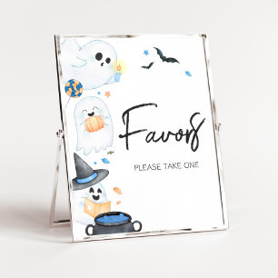 Poster Blue Little Boo Halloween Baby shower Faveurs
