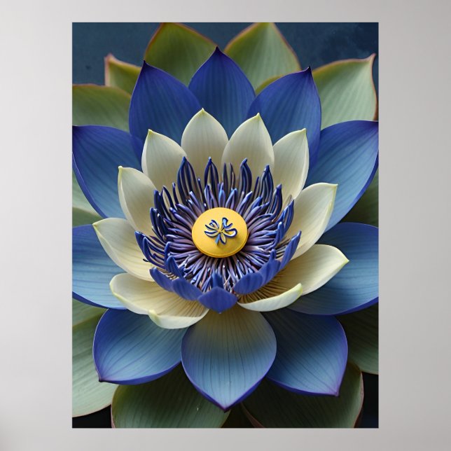 Poster Blue Lotus Flower Art spirituel (Devant)
