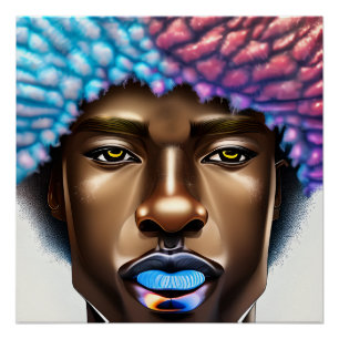 Poster Blue Man Black King Melanin Bruh Brother