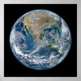 Poster Blue Marble Planète Terre Amérique du Nord Mexique