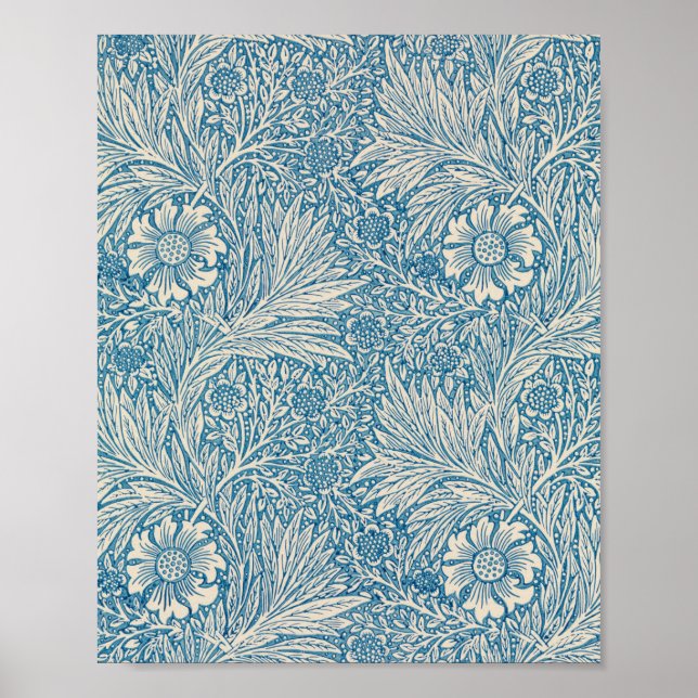 Poster Blue Marigolds (par William Morris) (Devant)