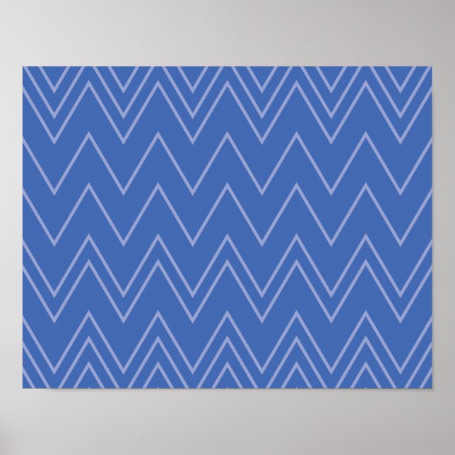 Poster Blue, moderne, simple, cool, trendy zigzag (Devant)