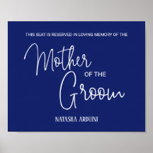 Blue Mother Groom Réservé Siège Mariage commémorat