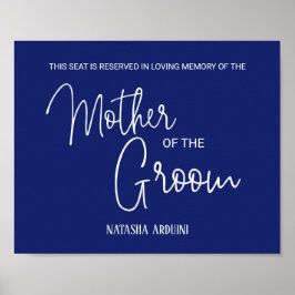 Poster Blue Mother Groom Réservé Siège Mariage commémorat