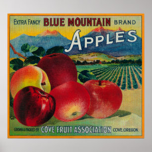 Poster Blue Mountain Apple Crate LabelCove, OU