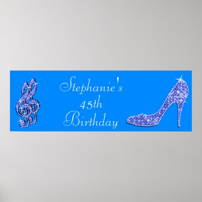 Poster Blue Music Note et Stiletto 45e anniversaire (Devant)