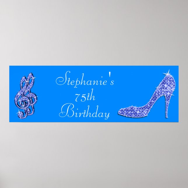 Poster Blue Music Note et Stiletto 75e anniversaire (Devant)