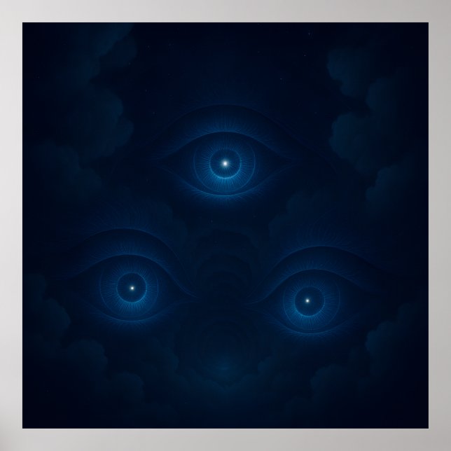 Poster Blue Mystic Energy Eyes Wall Art (Devant)