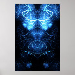 Poster Blue Nebula Energy Fractal Art
