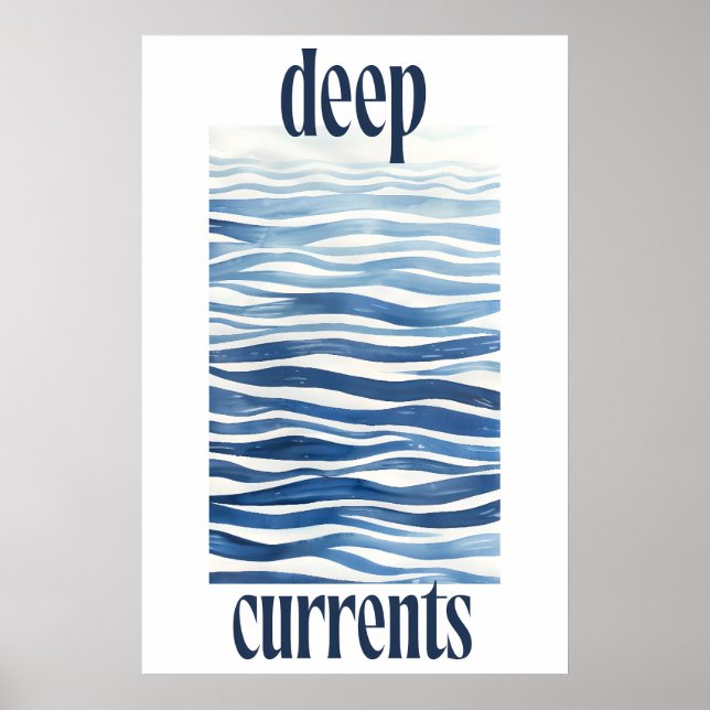 Poster Blue Ocean Waves Art Print Abstract Coastal Wall (Devant)