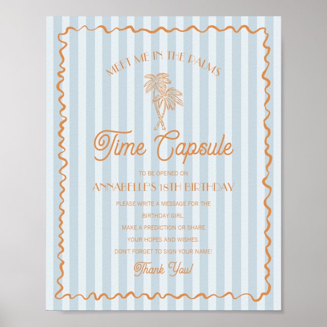 Poster Blue Palm Springs Pastel Beach Time Capsule (Devant)